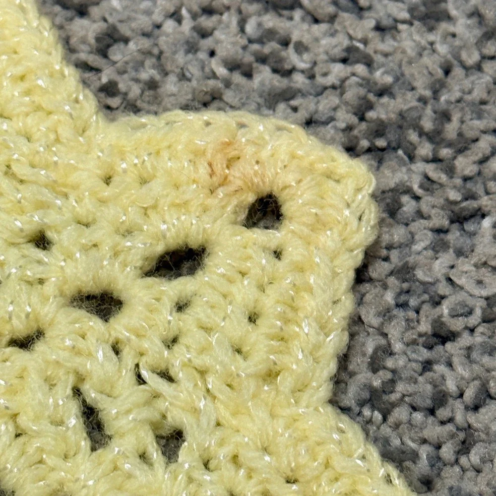 Vintage Crochet Doilies Star Coasters Set of 3 Yellow 5.25in Cotton